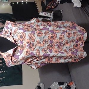 Duluth Trading Co Floral Garden Sleeveless Button Up Top XXL